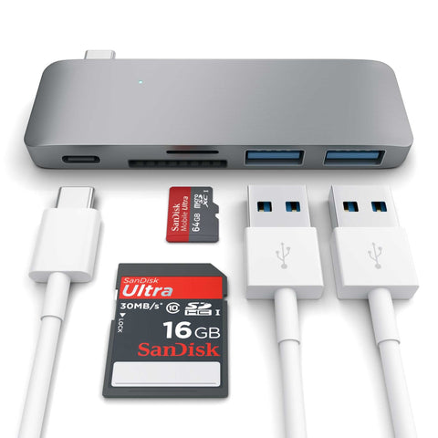 Satechi - Type-C USB Passthrough Hub per MacBook 12" - Space Grey