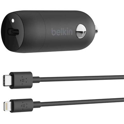 Belkin - Caricabatteria da Auto USB-C da 18 W + Cavo USB-C con Connettore Lightning