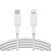 Cavo intrecciato da USB-C a Lightning BoostCharge - 1 metro - Bianco
