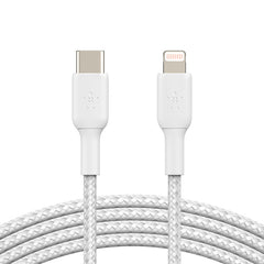 Cavo intrecciato da USB-C a Lightning BoostCharge - 1 metro - Bianco