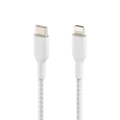 Cavo intrecciato da USB-C a Lightning BoostCharge - 1 metro - Bianco