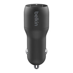 Caricabatterie Auto Due Porte Usb-A + Cavo Usb-A A Usb-C 1m - Nero