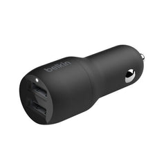Caricabatterie Auto Due Porte Usb-A + Cavo Usb-A A Usb-C 1m - Nero
