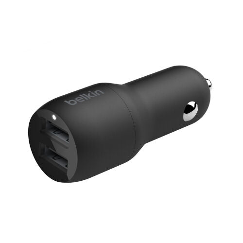 Caricabatterie Auto Due Porte Usb-A + Cavo Usb-A A Usb-C 1m - Nero