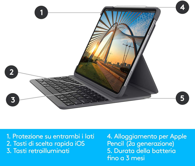 Logitech Slim Folio Proper iPad Pro 12,9" (3a e 4a generazione)