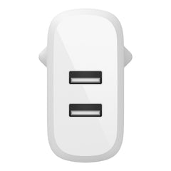 Doppio caricabatteria da parete USB-A da 24 W - Bianco
