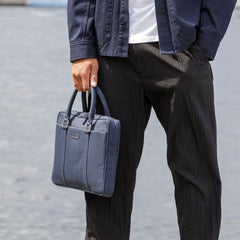 Borsa Stelvio Slim PURE Nylon riciclato - fino a 14" - Blu Notte