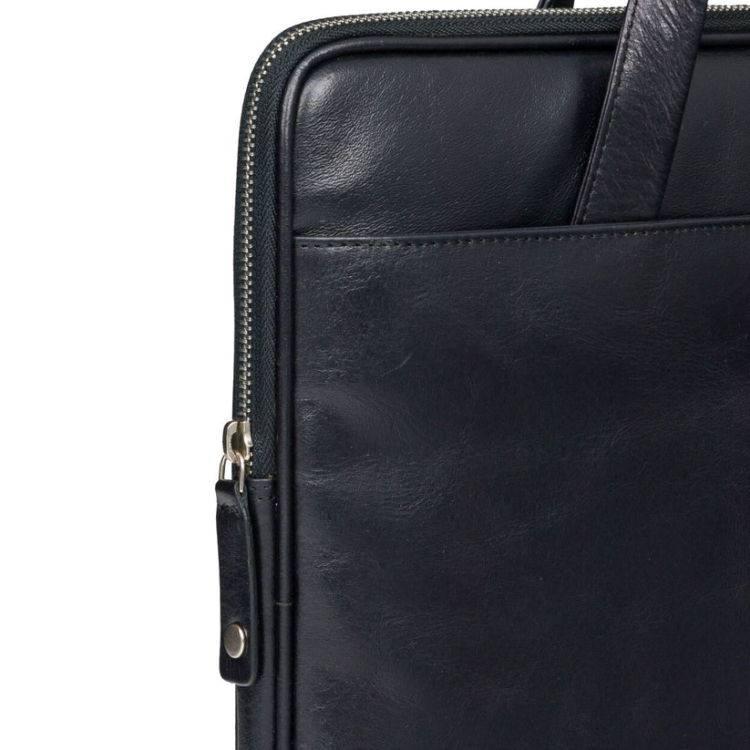 Borsa in Pelle Silkeborg per Laptop dino a 13" - Nero