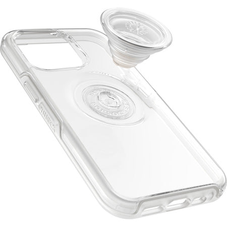 Custodia Serie Otter + Pop Symmetry con PopSockets PopGrip integrato per iPhone 13 Pro - Trasparente