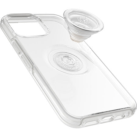 Custodia Serie Otter + Pop Symmetry con PopSockets PopGrip integrato per iPhone 13 Pro Max - Trasparente