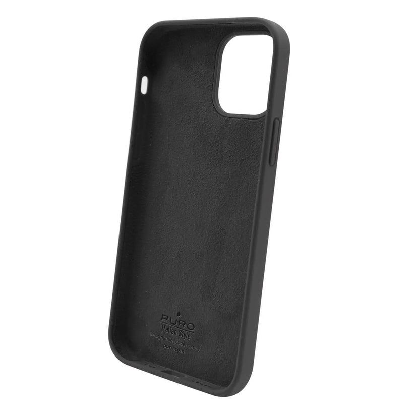 Custodia Icon in Silicone Antimicrobico con interno in Microfibra per iPhone 13 - Nera