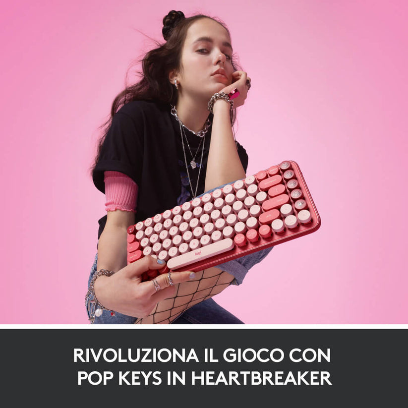 Tastiera Meccanica Wireless Pop Keys con tasti emoji personalizzabili - Heartbreaker