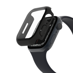 Proteggi schermo antimicrobico + bumper TemperedCurve 2 in 1 per Apple Watch - ScreenForce Nero