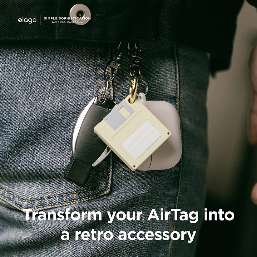 Portachiave AirTag Floppy Disk - Bianco