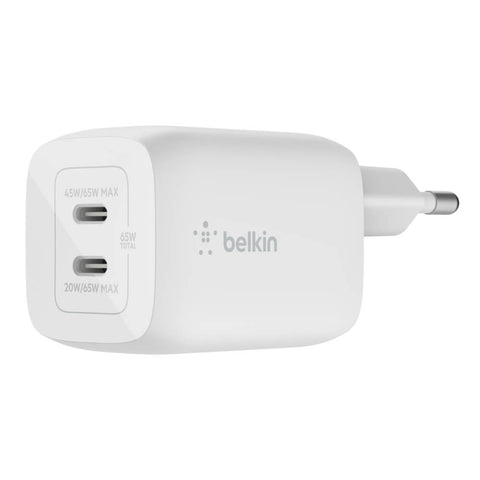 Doppio caricabatteria da parete GaN USB-C con PPS da 65 W