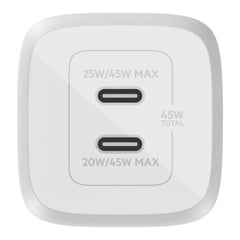 Doppio caricabatteria da parete GaN USB-C con PPS da 45 W