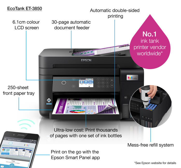 Stampante Multifunzione EcoTank ET-3850 - Inkjet A4