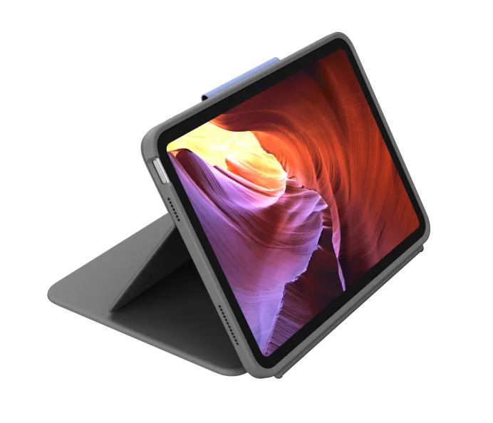 Rugged Folio - Custodia con tastiera ultraprotettiva con Smart Connector per iPad (10a gen) - Grigio Oxford