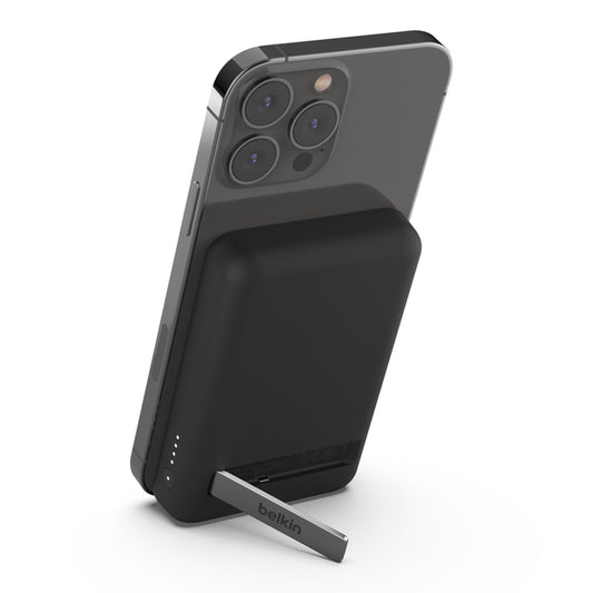 Batteria esterna Powerbank wireless magnetica 5K + supporto - Nero