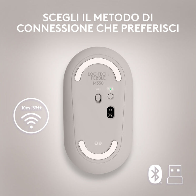 Mouse Bluetooth Logitech M350 Ambidestro - Sabbia
