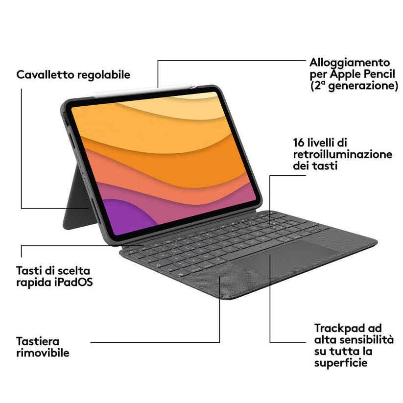 Custodia tastiera Combo Touch iPad Air (4/5a Gen.) - Grigio