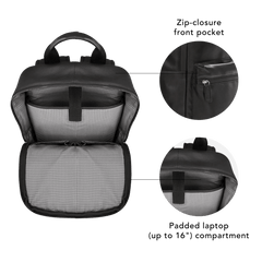 Zaino Fredensborg in Pelle per Laptop fino a 16" - Nero