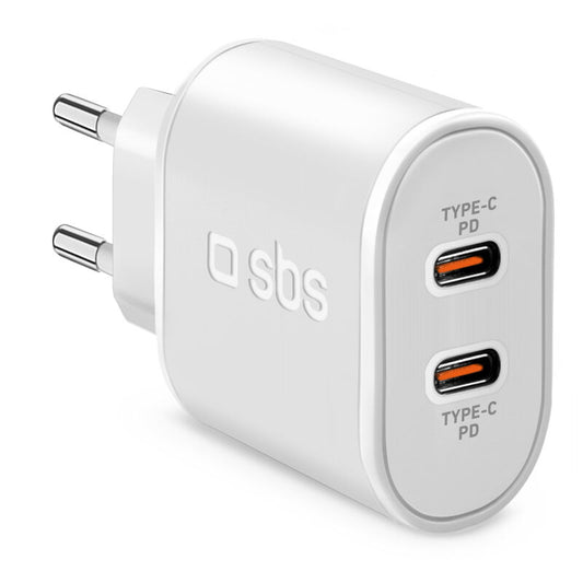 Caricatore da rete 2xUSB-C 20W - Bianco