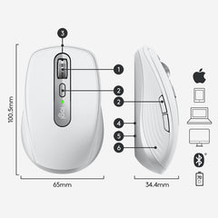 Mouse Wiriless MX Anywhere 3 per Mac - Grigio