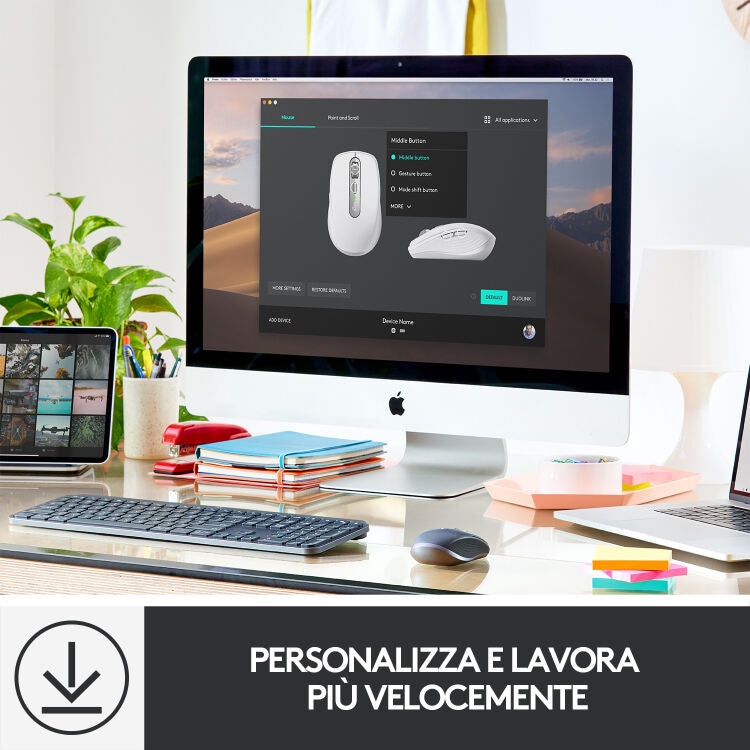 Mouse Wiriless MX Anywhere 3 per Mac - Grigio