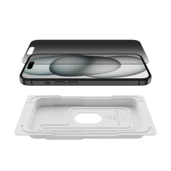 Pellicola Privacy in Vetro iPhone 15 con supporto per l’installazione incluso