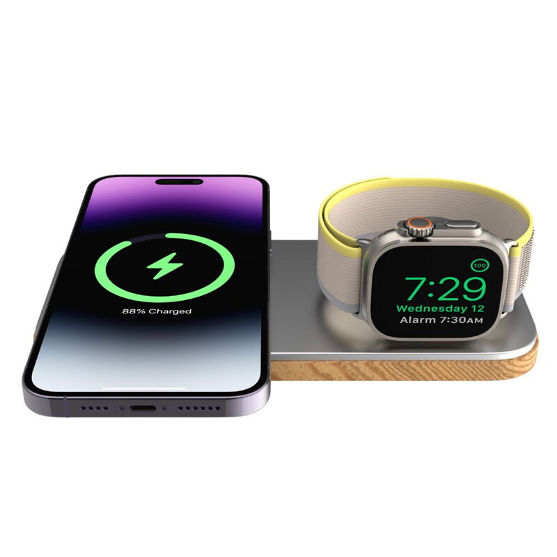 Cubenest 2in1 K200 - Caricabatterie Wireless Magnetico Silver 20W