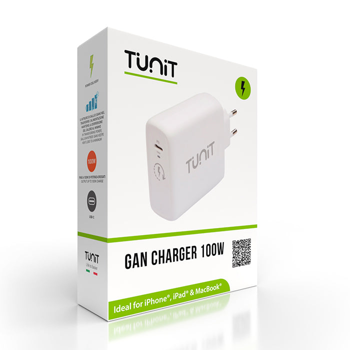 Alimentatore GaN 100W Tunit con porta USB-C
