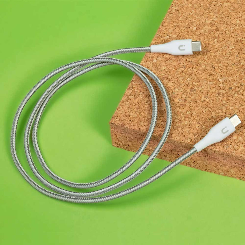 Cavo di ricarica e trasferimento Tunit da USB-C a connettore USB-C 60W 1m - Titanio bianco
