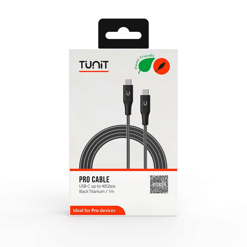 Cavo di ricarica e trasferimento Tunit da USB-C a connettore USB-C (USB4 40Gbps 240W) 2m - Titanio nero