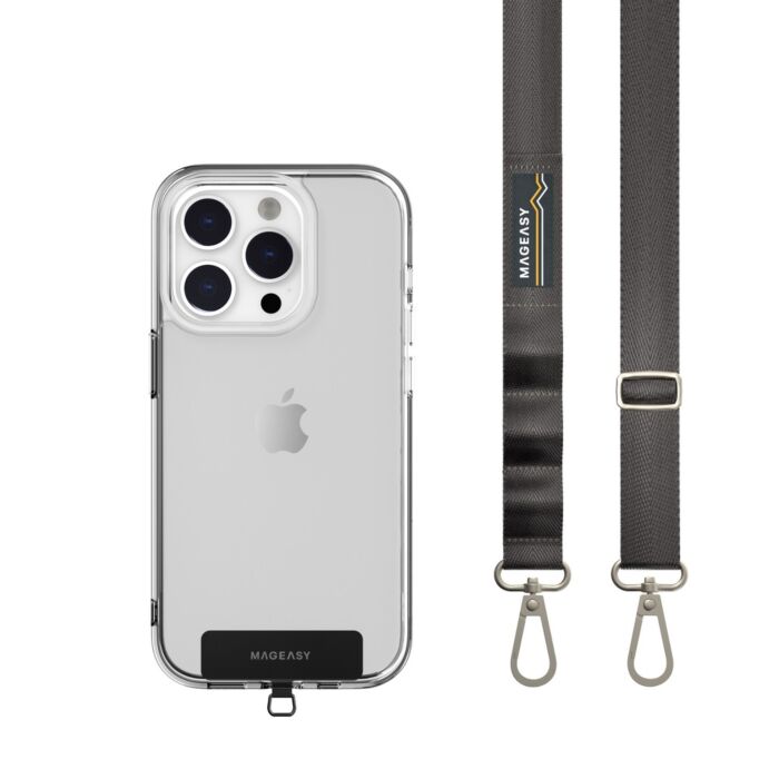 Tracolla 20mm + Gancio per iPhone - Grigio Cemento