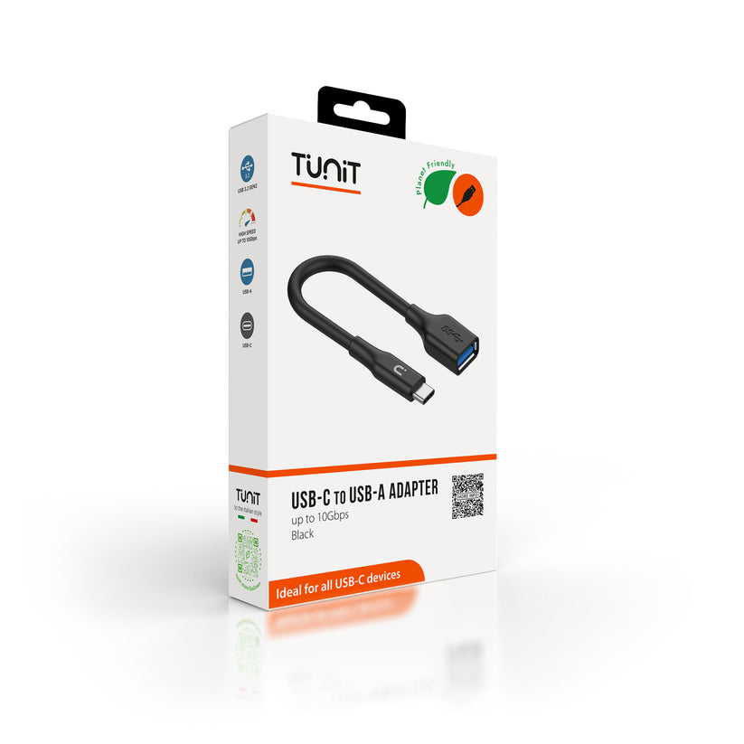 Adattatore nero da USB-C a USB-A 10Gbps