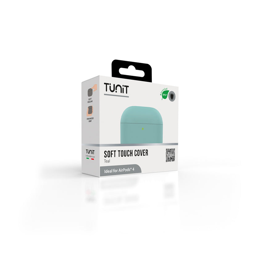 Cover Soft Touch verde acqua per AirPods 4