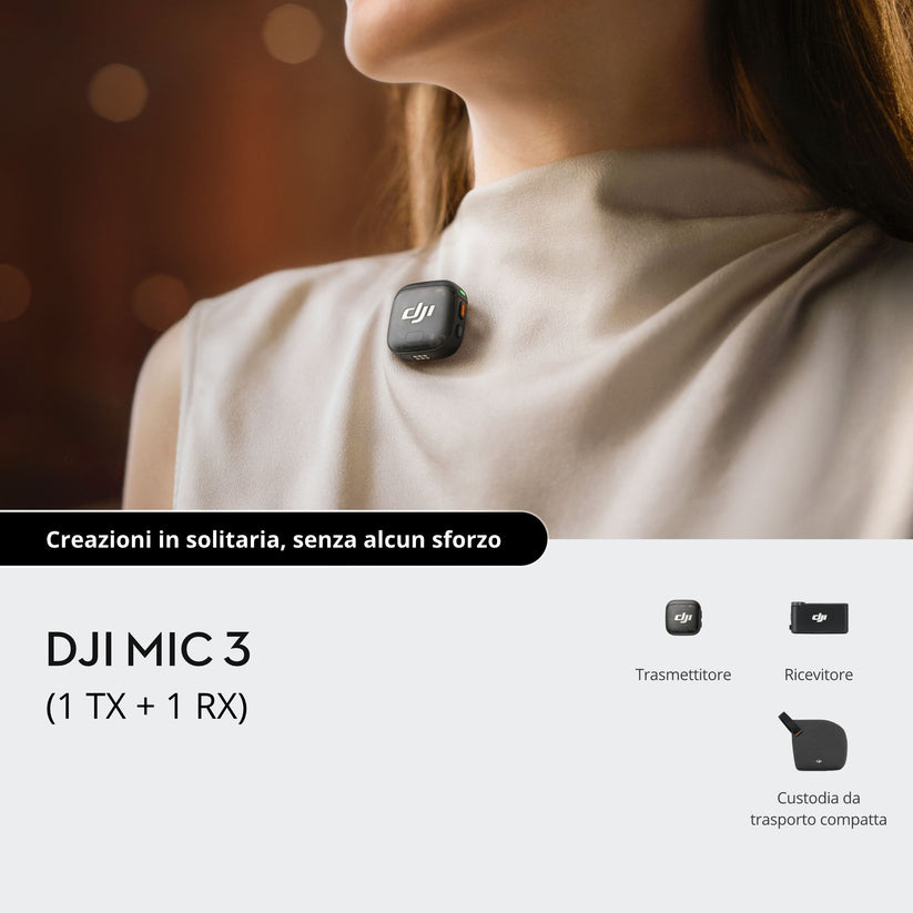 DJI Mic 3 (1 trasmettitore + 1 ricevitore)