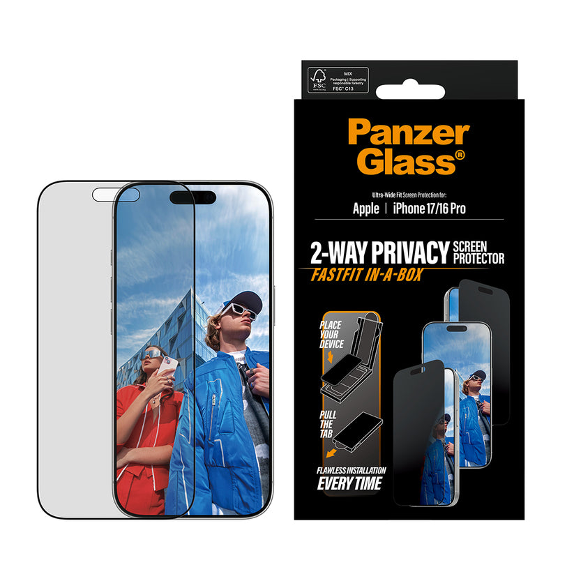 Vetrino PanzerGlass Privacy per iPhone 17 e iPhone 16 Pro