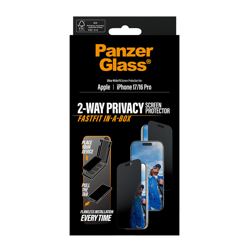 Vetrino PanzerGlass Privacy per iPhone 17 e iPhone 16 Pro