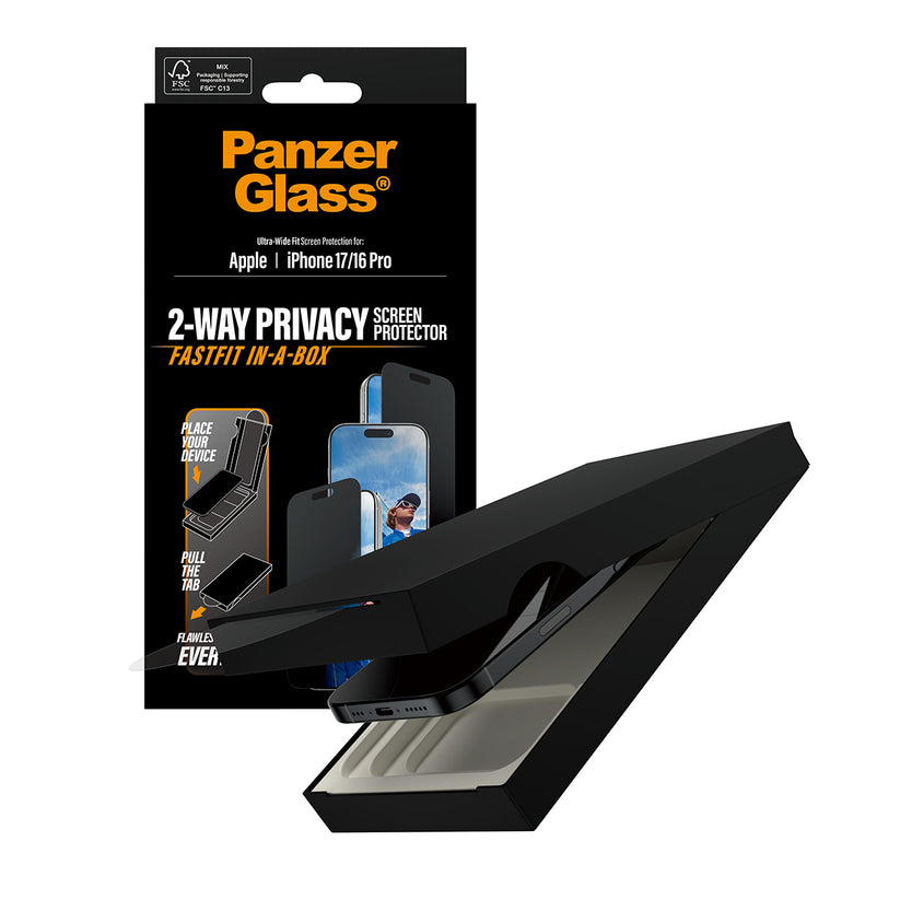 Vetrino PanzerGlass Privacy per iPhone 17 e iPhone 16 Pro