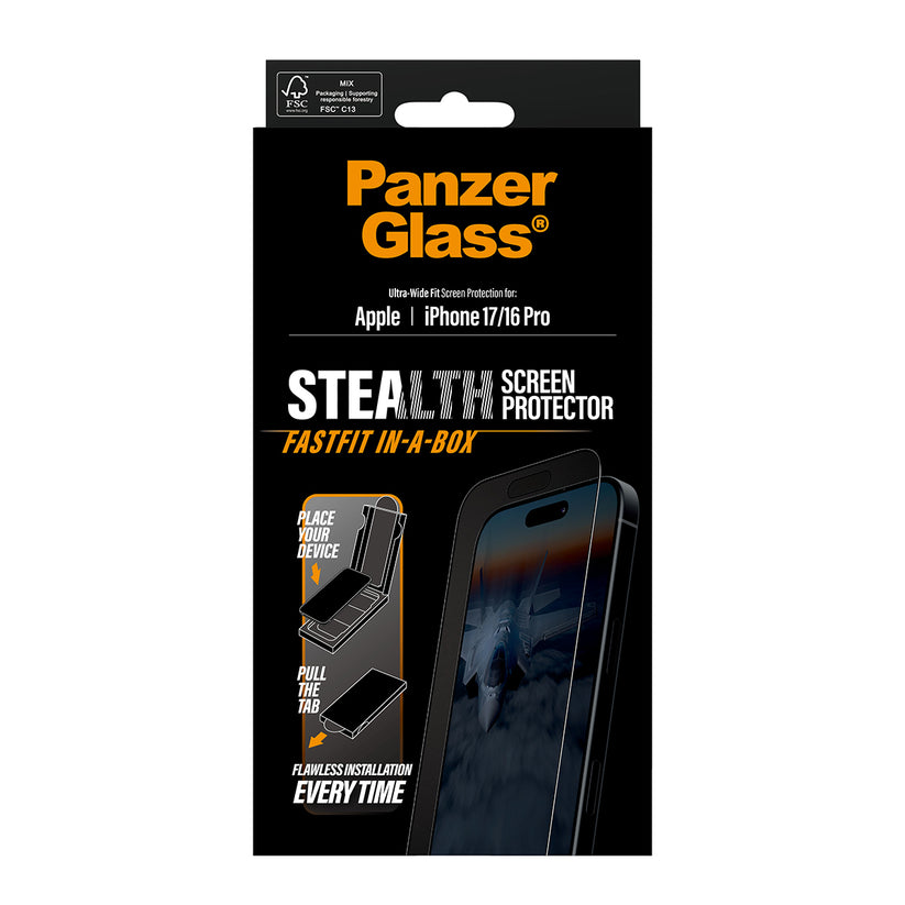 Protezione Anti-Riflesso PanzerGlass Stealth per iPhone 16 Pro e iPhone 17
