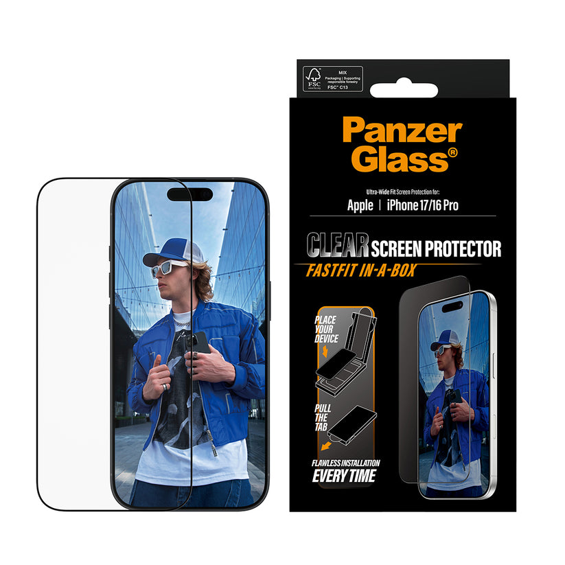 PanzerGlass Screen Protector Ultra-Wide Fit per iPhone 17 e iPhone 16 Pro
