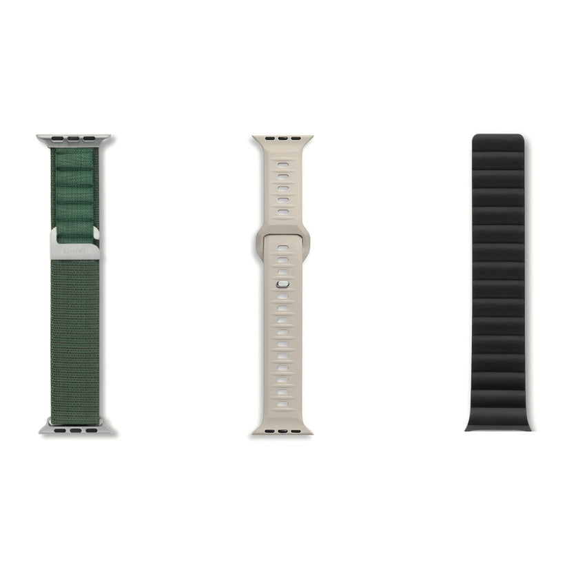 Aiino Trio One – Confezione 3 cinturini per Apple Watch Series 4–11 (44/45/46mm) e Ultra (49mm)