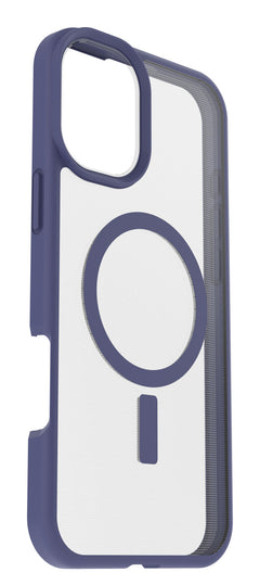 Cover React trasparente con bordi viola per iPhone 16 Plus