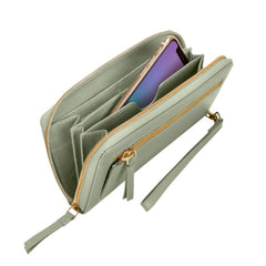 Portafoglio in pelle LA Purse di dbramante1928 Mode con tasca per iPhone verde salvia