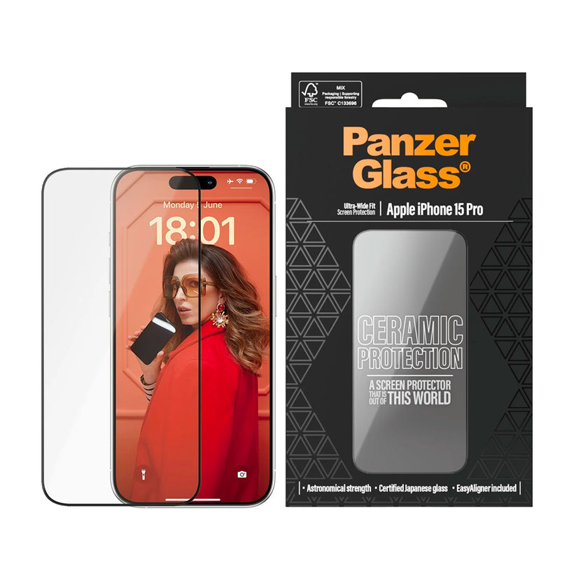 PanzerGlass Ceramic Screen Protector per iPhone 15 Pro