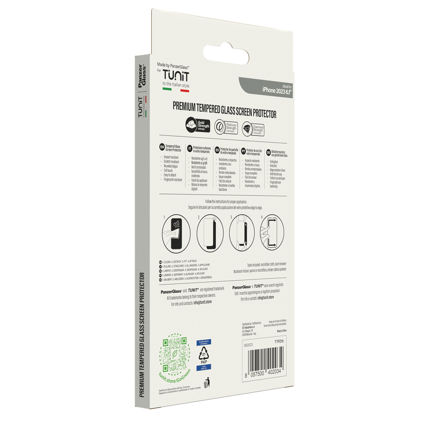 Vetrino Tunit SAFE. by PanzerGlass per iPhone 15 e iPhone 16