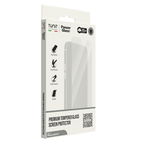 Vetro protettivo Premium Tunit SAFE. by PanzerGlass per iPhone 15 Pro