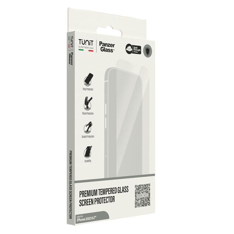 Vetro protettivo Premium Tunit SAFE. by PanzerGlass per iPhone 15 Pro
